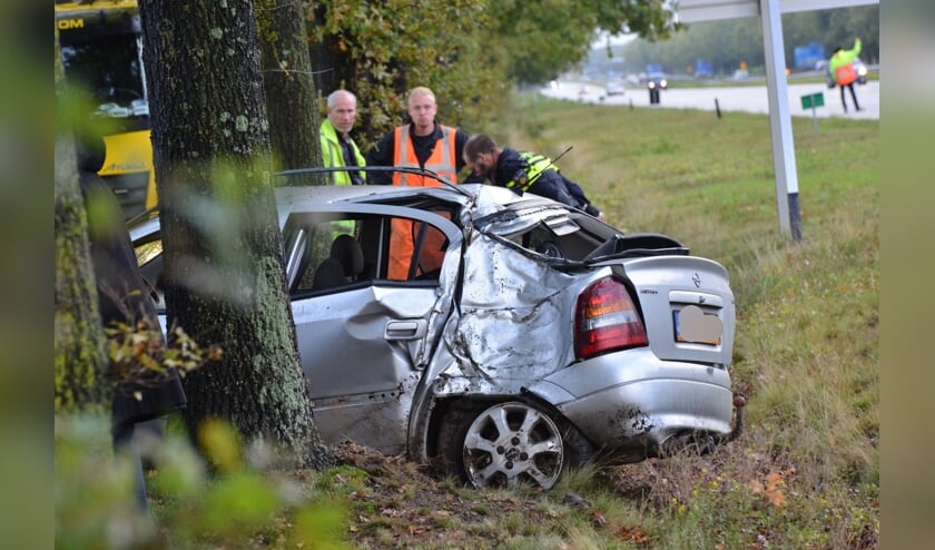 De auto raakte total loss bij het ongeval.