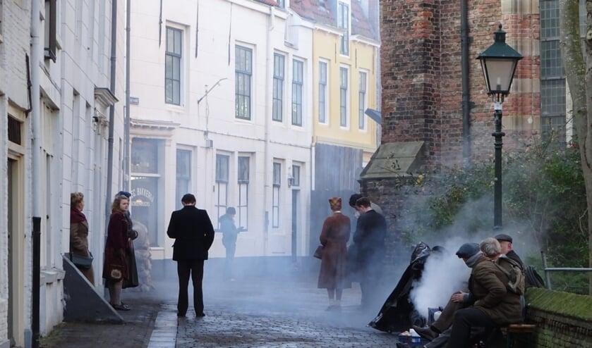 Vlissingen gaat tijdens de filmopnames terug naar de tijd van de Tweede Wereldoorlog. FOTO MARIELJA TEN BRUGGENCATE