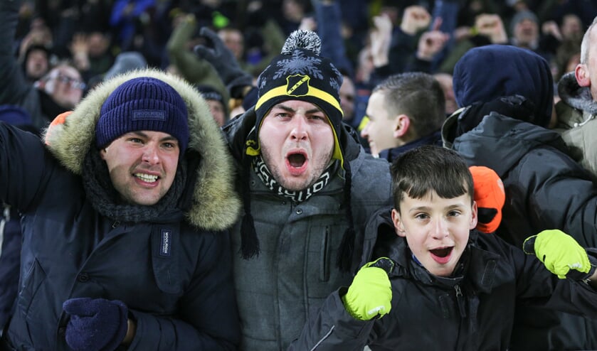 Supporters bij de wedstrijd NAC-Feyenoord in maart 2018