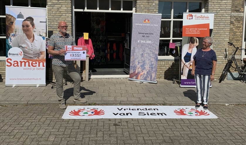 Overhandiging van de cheque.