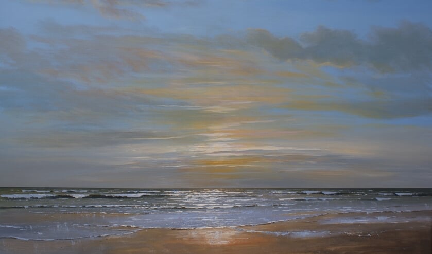 Het schilderij 'Strand bij Domburg' van Peter van Berkel.