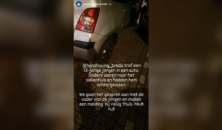 De jongen werd aangetroffen in een auto.